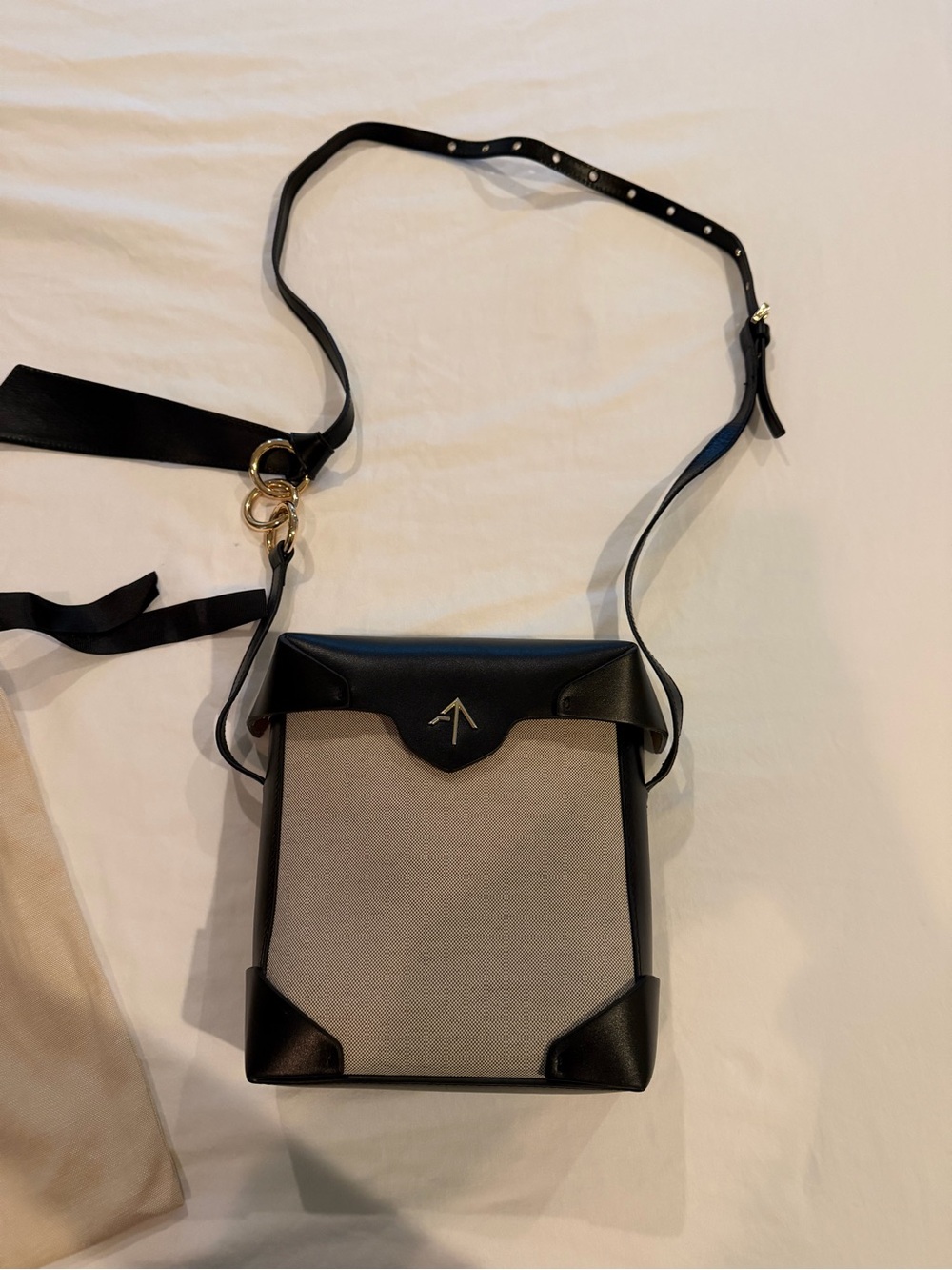 Manu Atelier Pristine Two-Tone Crossbody Bag - Black/Beige w/dustbag worn once.